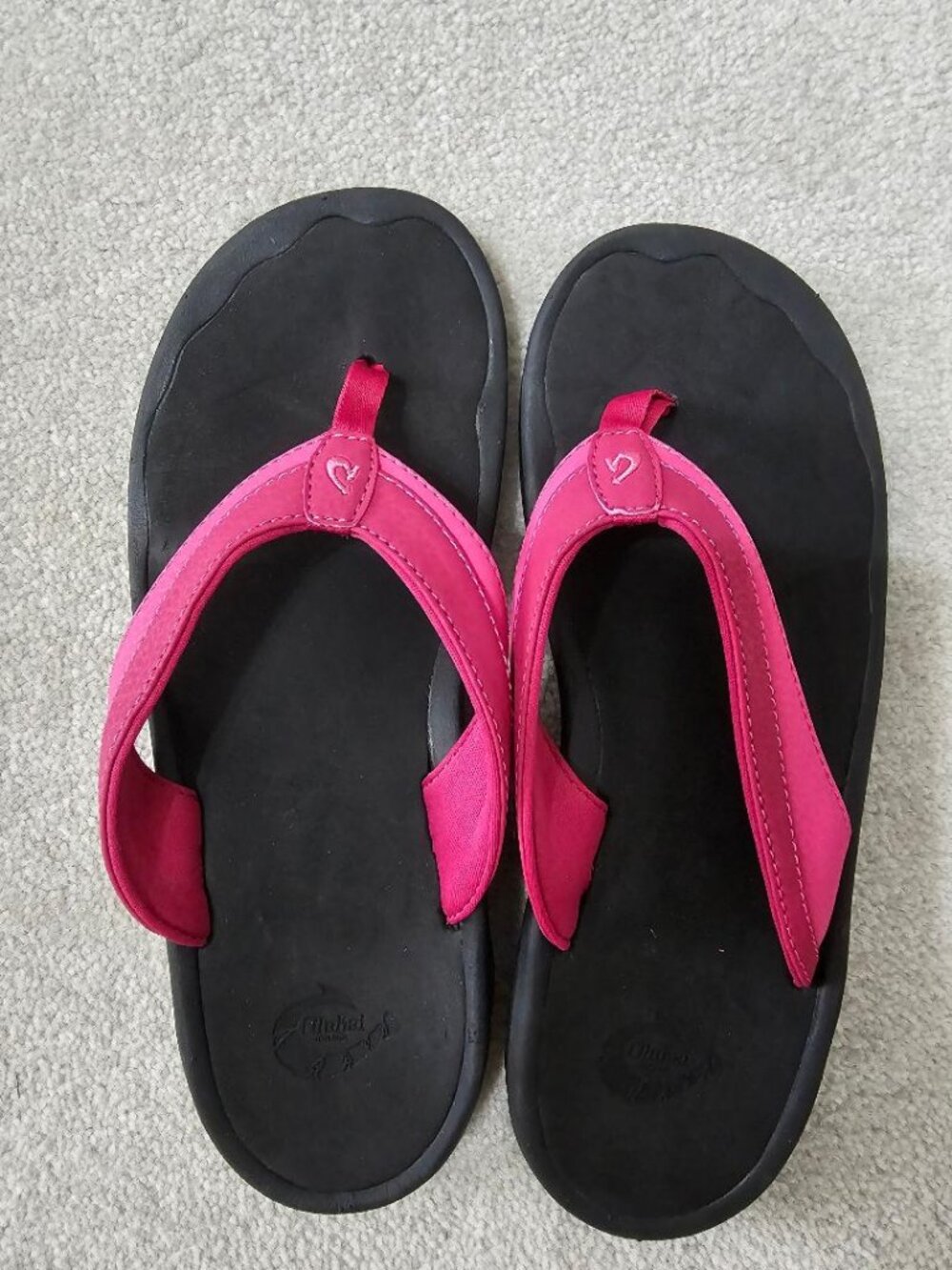 Olukai Ohana two tone Hot pink flip flops womens size 8